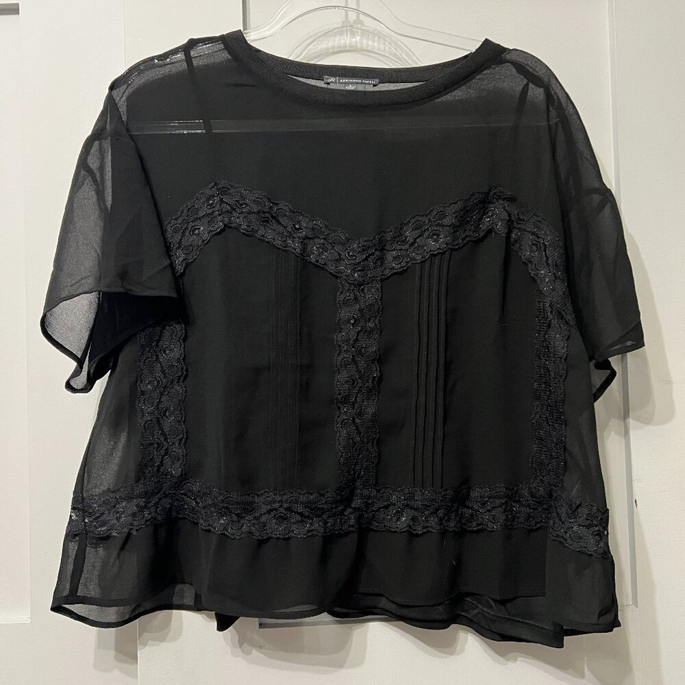 Mesh and lace blouse